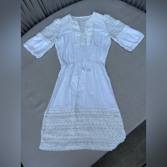 Margaret O’Leary Elegant White Lace Trim Dress Women’s Medium - Picture 1 of 14